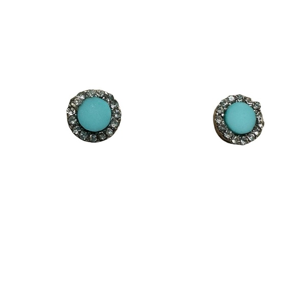 Round Turquoise Pierced Earrings - Picture 2 of 6